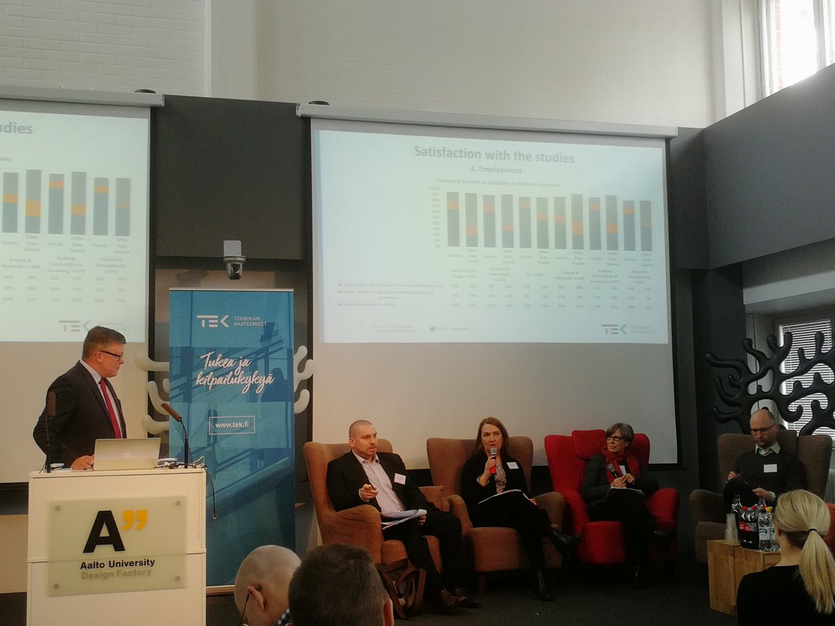 SYL_FIN's tweet image. Oikein kopoisan perjantain avaa @TEK_akateemiset #FPEE2018-semma. Nyt lauteilla asiantuntijamme @tapioheiskari, joka toivoo vastavalmistuneiden kyselyä kaikille aloille.