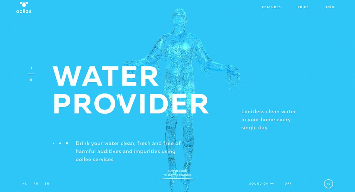 awwwards's tweet photo. oollee - provider of fresh and clean water that is available any time you need it by  @redcollars (Russia) wins #SOTD &amp; #DEVAWARD https://t.co/YXSF8gbypZ #WebDesign #WebGL https://t.co/U7vNo6t26R