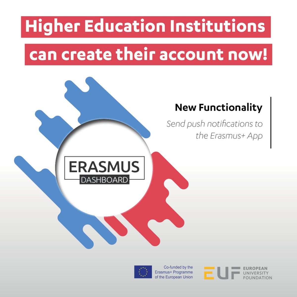 🔴 The Erasmus Dashboard long-awaited feature is here! 

What’s in it for you? Send push notifications to students directly to the #ErasmusApp and make sure important information is a fingertip away. 

➡️Create an institutional account: erasmus-dashboard.eu