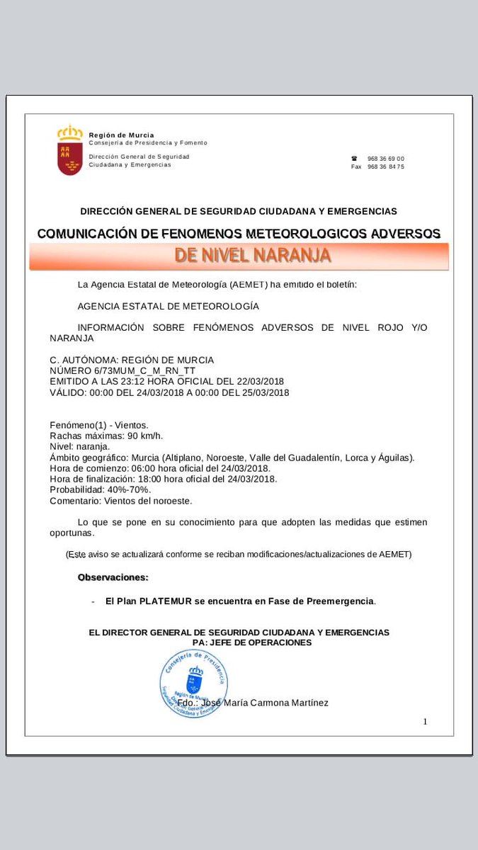 _SEMPC's tweet image. Fenómenos Meteorológicos Adversos
               -NIVEL NARANJA-