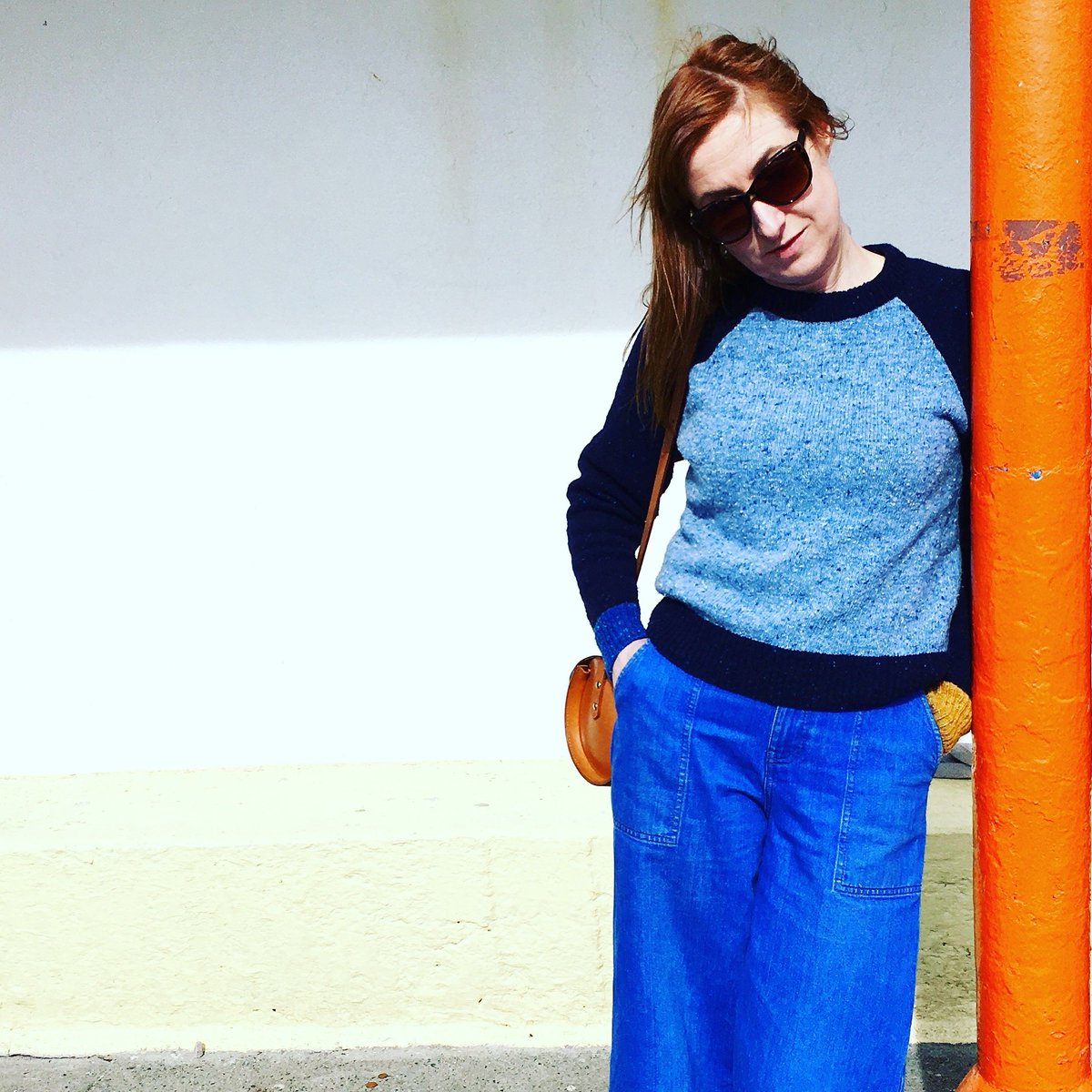 Absolutely love this photo of  Sandra of the beautiful @lovernleathergoods. The pose the orange pole, her beautiful bag and one of our raglan jumpers. You nailed it. Thank you for taking the time to capture this pic. If you haven't already checked out her beautiful bags then do.
