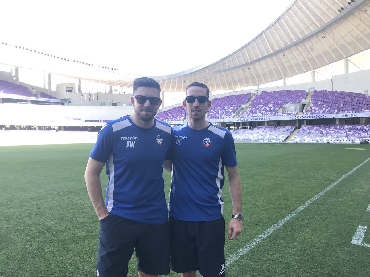 BWIntFootball's tweet photo. Our #BWIFP coaches discussing the plan of action for the first day of delivery #development #Dubai #AlAin 🇦🇪🌎⚽️ @BoltonWhitesHtl https://t.co/jU5gNzIDlp