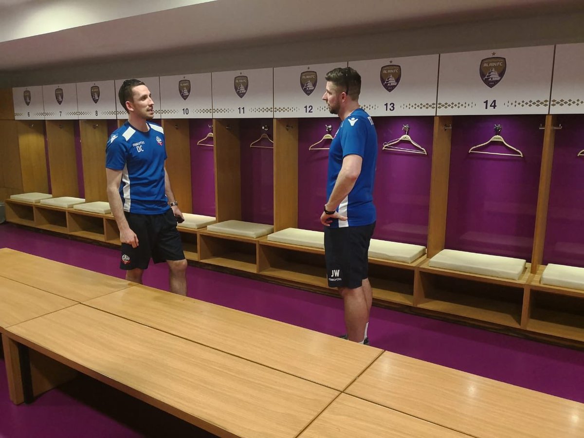 BWIntFootball's tweet photo. Our #BWIFP coaches discussing the plan of action for the first day of delivery #development #Dubai #AlAin 🇦🇪🌎⚽️ @BoltonWhitesHtl https://t.co/jU5gNzIDlp