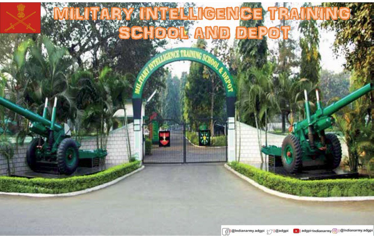 adgpi's tweet photo. The Military Intelligence Training School and Depot (MINTSD) located at Pune is a premier institution of the Indian Army for imparting training in intelligence and security to all ranks of the Army and from friendly foreign countries. @DefenceMinIndia @SpokespersonMoD https://t.co/QUS448AyUG