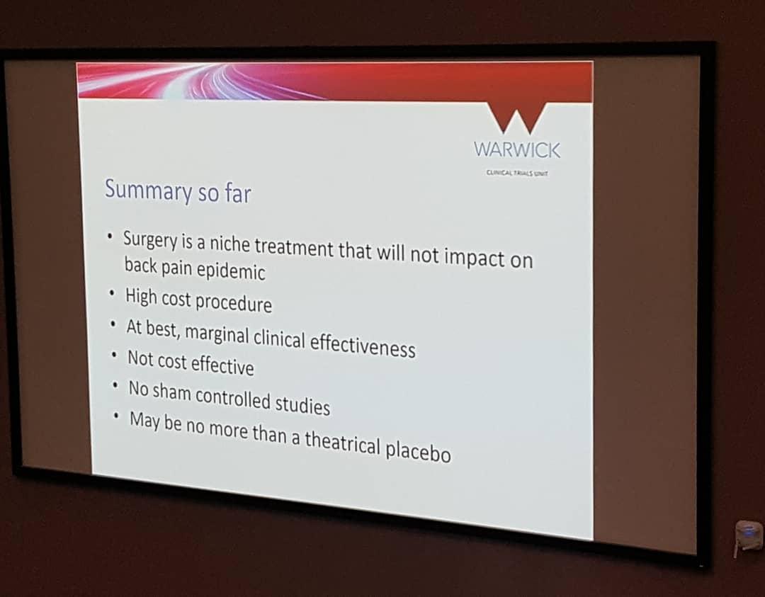 Suffolkspine's tweet photo. Surgery cannot treat something where we still don't fully understand the problem. It can only address specific identifiable structural problems. #spine #backpain #functionalrestoration #physio #osteopathy #teamgp #suffolk #spinalexpert #commonsense https://t.co/nzw3x1jiBE