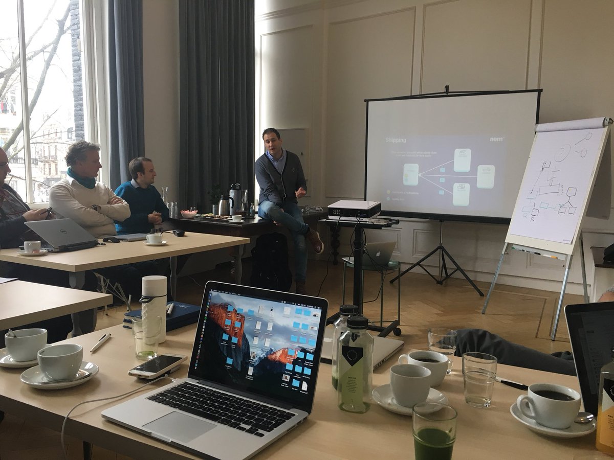 GoBlockNL's tweet image. Yesterday and today we’re hosting @NEMofficial in Amsterdam for a two day workshop on blockchain implementation for businesses. NEM head of Europe @kvandereck is outlining several use-cases. #blockchain #nem