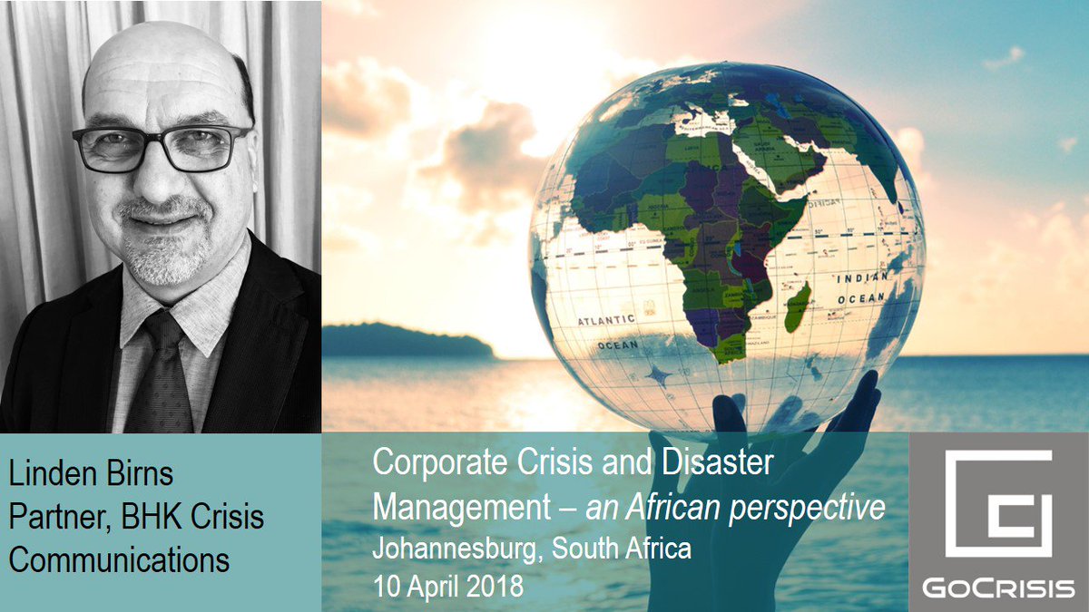 Crisis communications in a diverse world: Linden will present challenges working with multiple countries, governments, organisations, legal systems, cultures, customs, and how the pressures of online news and social media compound the challenge. goo.gl/CwXoab