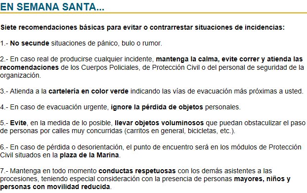 PCMalaga's tweet image. 7 recomendaciones básicas para evitar o contrarrestar situaciones de incidencias #SemanaSantaMLG , vía @malaga_espam