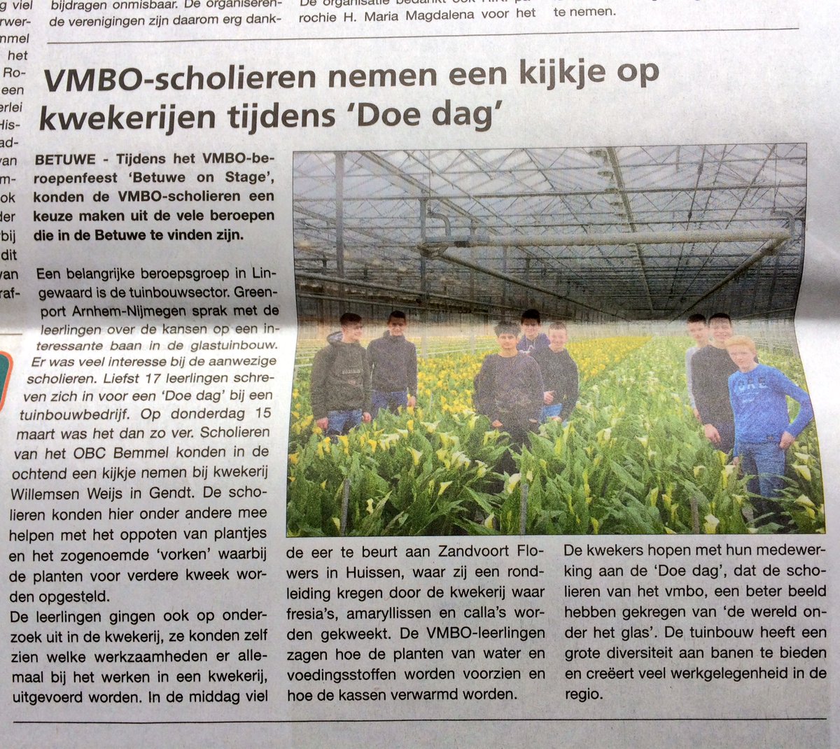 Doe dag bij lokale tuinders in het nieuws! Tuinders <a href="/WillemsenWeijs/">René of Sietske</a> en <a href="/zandvoortflower/">Rob Gerichhausen</a> hebben studenten van <a href="/BetuweOnStage/">Betuwe On Stage</a> ontvangen. Mooie aandacht in lokale media @LingewaardAct en <a href="/Gemeentenieuws/">Het Gemeentenieuws</a> #glastuinbouw #Lingewaard