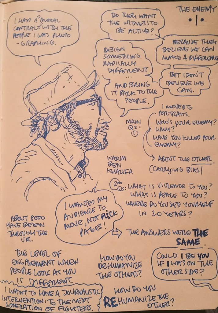 Can we rehumanize the other through #vr? @KBenK unpacks The Enemy and immersive engagement @i_docs #idocs2018 #sketch