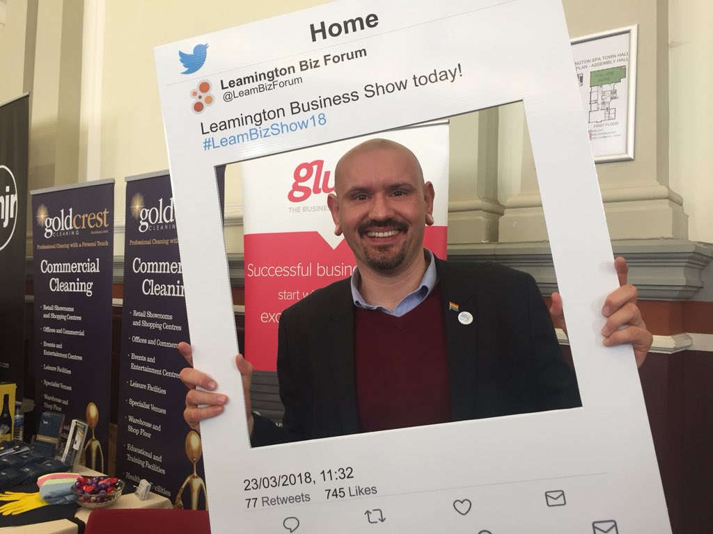 LeamingtonHour's tweet photo. Come and get a selfie with the lovely frame from @aesgraphics1. So far, our “willing” volunteers have included @dwCoventry from @gluedlimited and @_IdentityStudio #LeamBizShow18 https://t.co/vao5BTFjRa