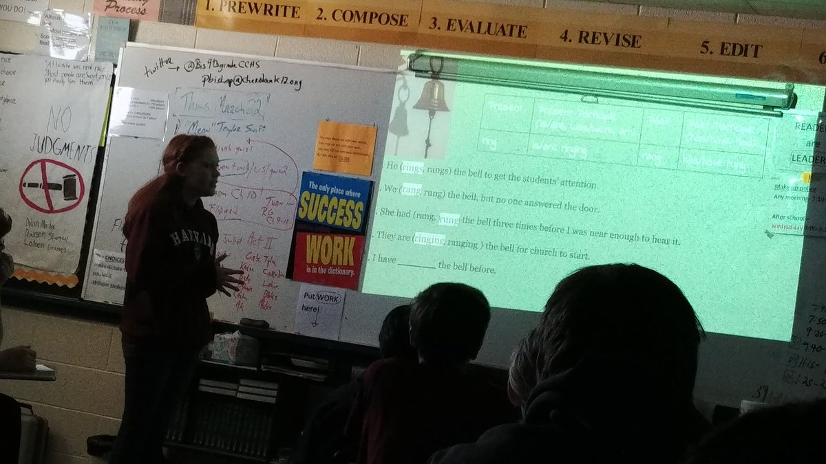 Bis9thgradeCCHS's tweet photo. You learn more when you teach! #fliptheclass Let the student become the teacher! Awesome job today teaching verb tense. Thanks for the great lessons from all my classes. @TheMakyG amazing as usual. https://t.co/C8fbldjWYl
