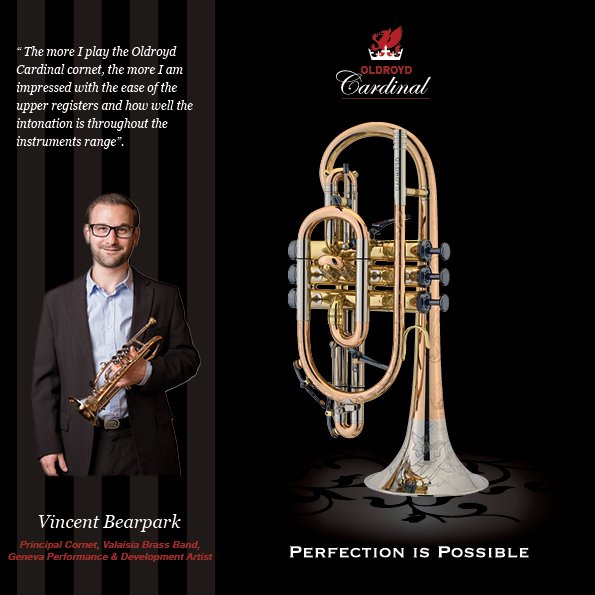 Vincent Bearpark, Principal Cornet of <a href="/Valaisia_BB/">Valaisia Brass Band</a> in Switzerland plays the Oldroyd Cardinal Cornet. For further details about this beautiful cornet visit our website genevainstruments.com. If you would like to try for yourself please get in touch.
#genevagroup <a href="/Mu10Vinz/">Vincent Bearpark</a>