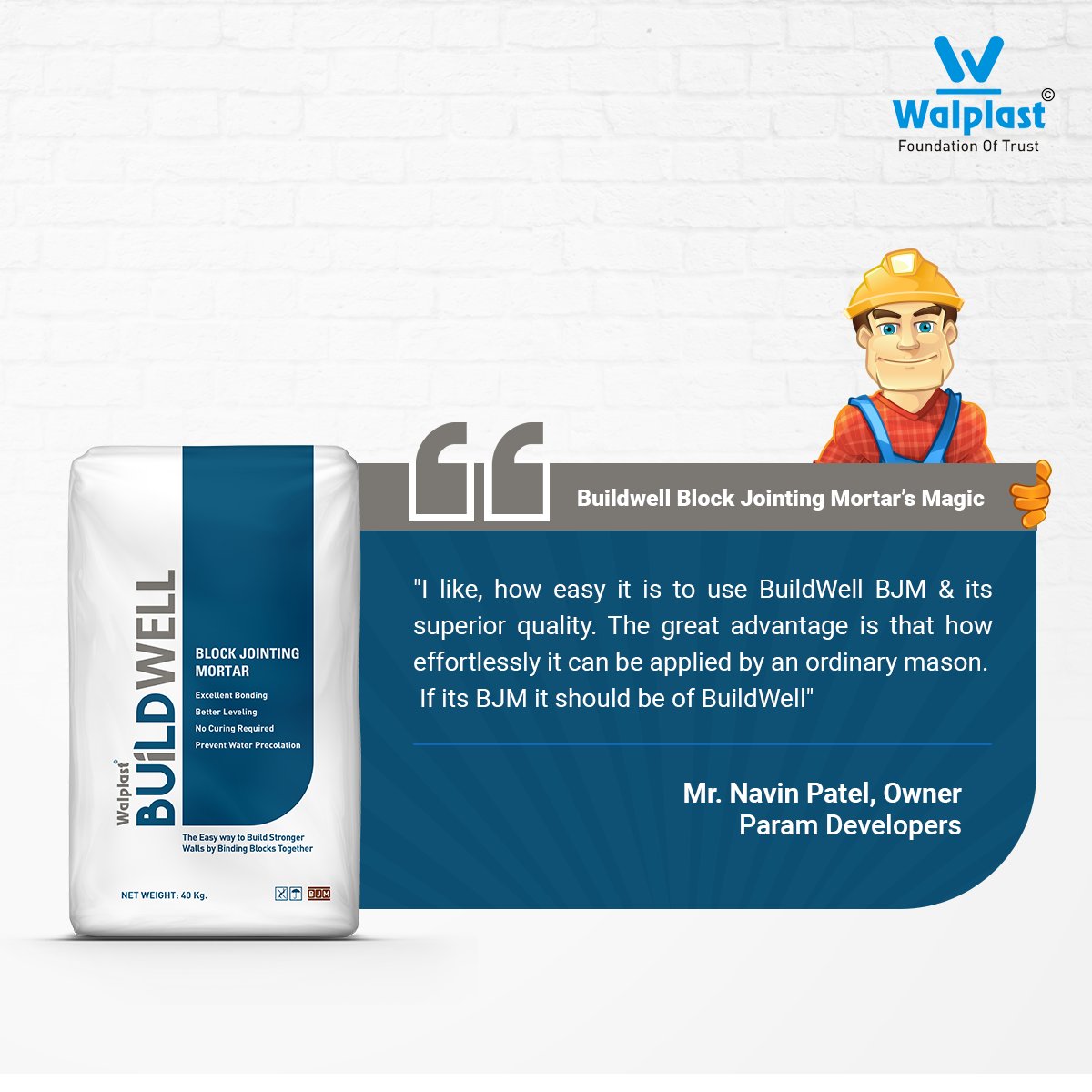 Walplast's tweet image. We are always delighted to receive positive comments regarding our products. Here is one of the many we receive. Thank you, Navin.
#HomeSure #Walplast #RepairSolutions