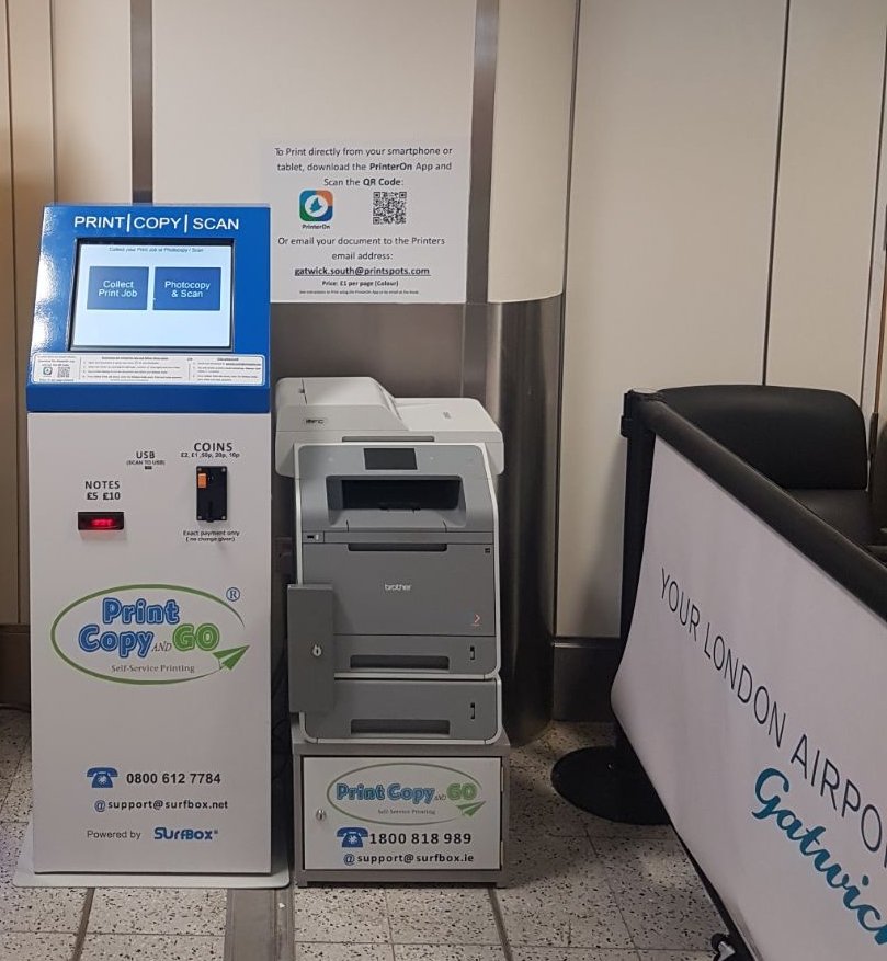 PrintCopyandGO's tweet image. We've just launched our mobile printing service in @Gatwick_Airport South Terminal. Print documents or photos from any smart device using the @PrinterOn App. Or you can photocopy and scan while you're there too. Instructions to follow...