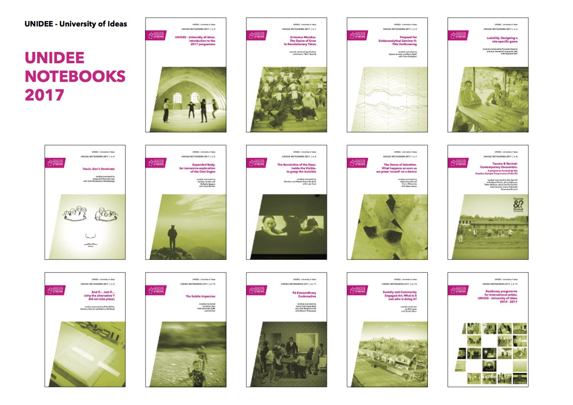 Dear friends and followers, the series of publications UNIDEE NOTEBOOKS 2017 is available online! The notebooks have been conceived to document the 2017 UNIDEE - University of Ideas programme of residential modules issuu.com/cittadellarte/…