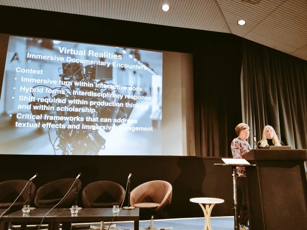 .@CollabDocs + Danae Stanton Fraser present their ongoing VR research project - an interdisciplinary response to understand what's going on the industry. See vrdocumentaryencounters.co.uk for an insight #idocs2018