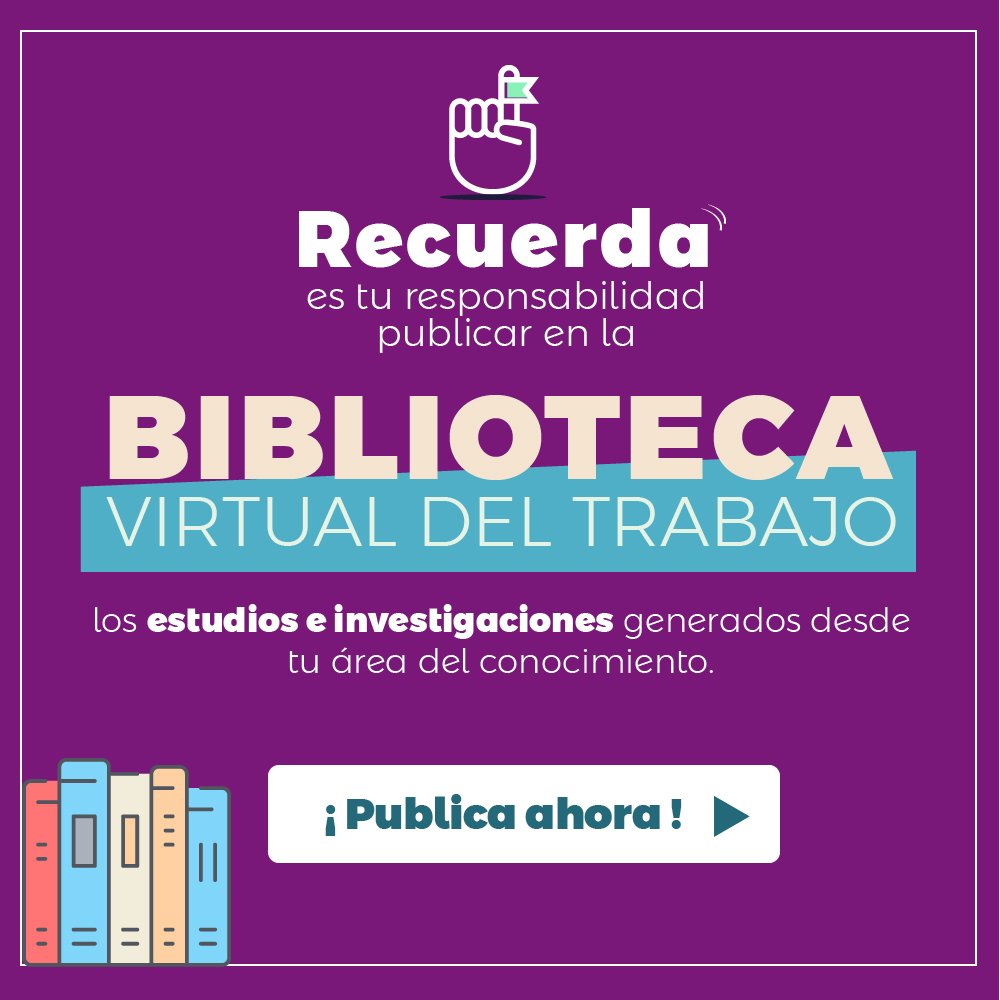 MintrabajoCol's tweet image. Recuerda que es tu responsabilidad publicar en la Biblioteca Virtual del Trabajo los estudios e investigaciones generados desde tu área del conocimiento.  Puedes ingresar a través del siguiente link: goo.gl/3hXwgE