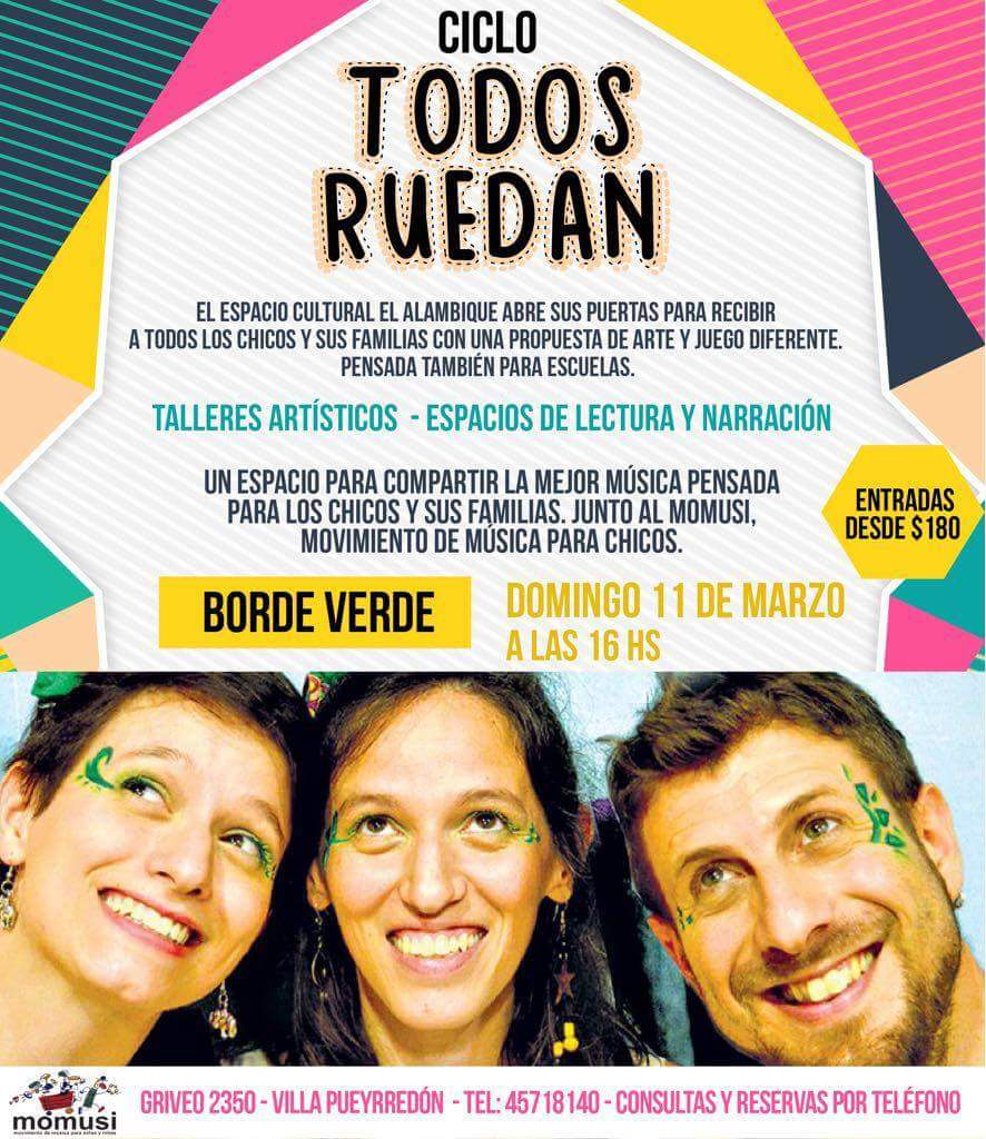 _MOMUSI's tweet photo. Hoy comienza el.ciclo ¡¡TODOS RUEDAN!! En el ALAMBIQUE
Grupo BORDE VERDE
#momusi
#musicaparaniños
#infancia
#espectaculosparaniños
#bordeverde https://t.co/HSjNSjRVmR