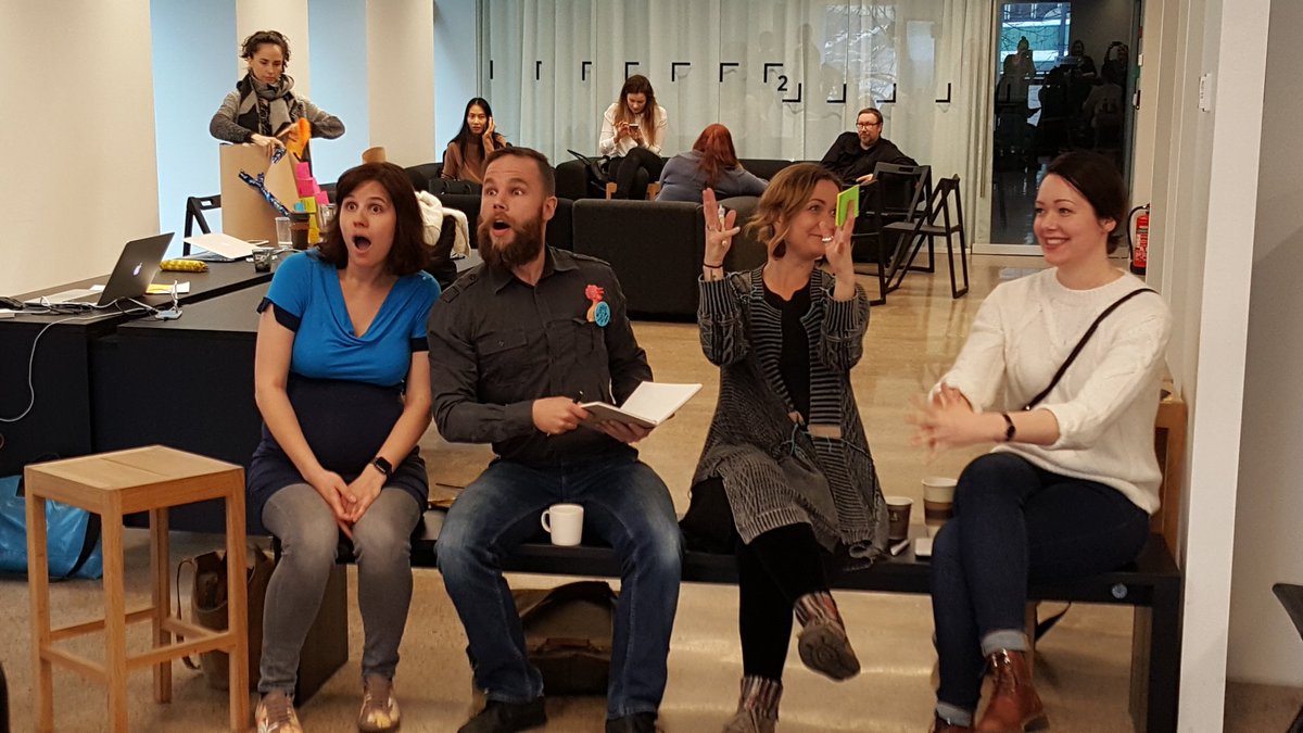 KovanenPiippo's tweet photo. Our judges are getting slightly excited to see what the teams have come up with during the #GSJamHKI weekend. @JaaPoro @liizer @teijahakaoja @thereminion #GSJam https://t.co/keRAm5y2ZU