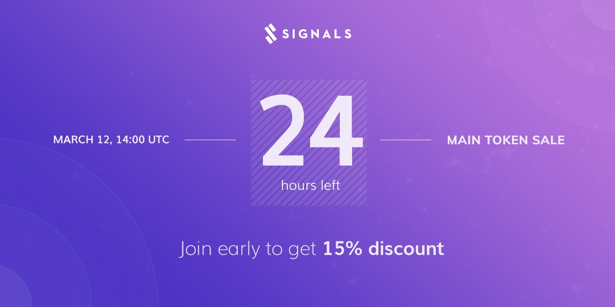 The countdown begins! The Signals Token Sale is 24 hours away. Are you ready? signals.network ❗

PS: We are locking the price of Ether to $1000! blog.signals.network/we-are-fixing-…