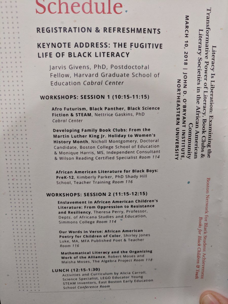 sujeilugo's tweet photo. Yesterday I attended the first annual Literacy is Liberation Conference. A free, one-day community conference organized by Boston Network for Black Student Achievement. 💜 #litislib2018 https://t.co/q05aHtp3yM