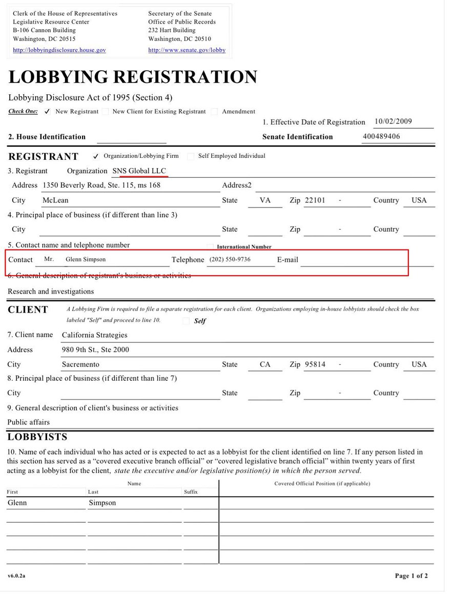  (1)  #GlennSimpson worked with California Strategies and registered as a foreign lobbyist for Sheikh Khalid bin Saqr al-Qasimi of the UAE. While this isn’t new info to all they’re very curious details, this report claims $40,000 with his then company SNS Global  #FusionGPS