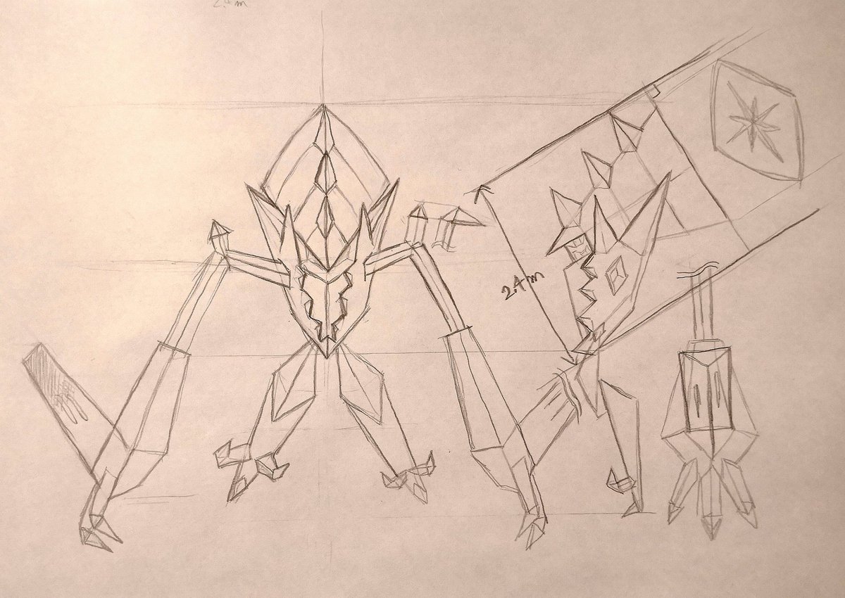 たかさおじさん 通常ネクロズマのたかさ 首の断面を垂直に立てて 角の先端から胴体先端までで2 4mでした 根拠として 日食月食ネクロズマパーツから 元のネクロズマを逆算 ポケモン図鑑では足なしタイプ イシツブテなど に分類されているので脚は含め