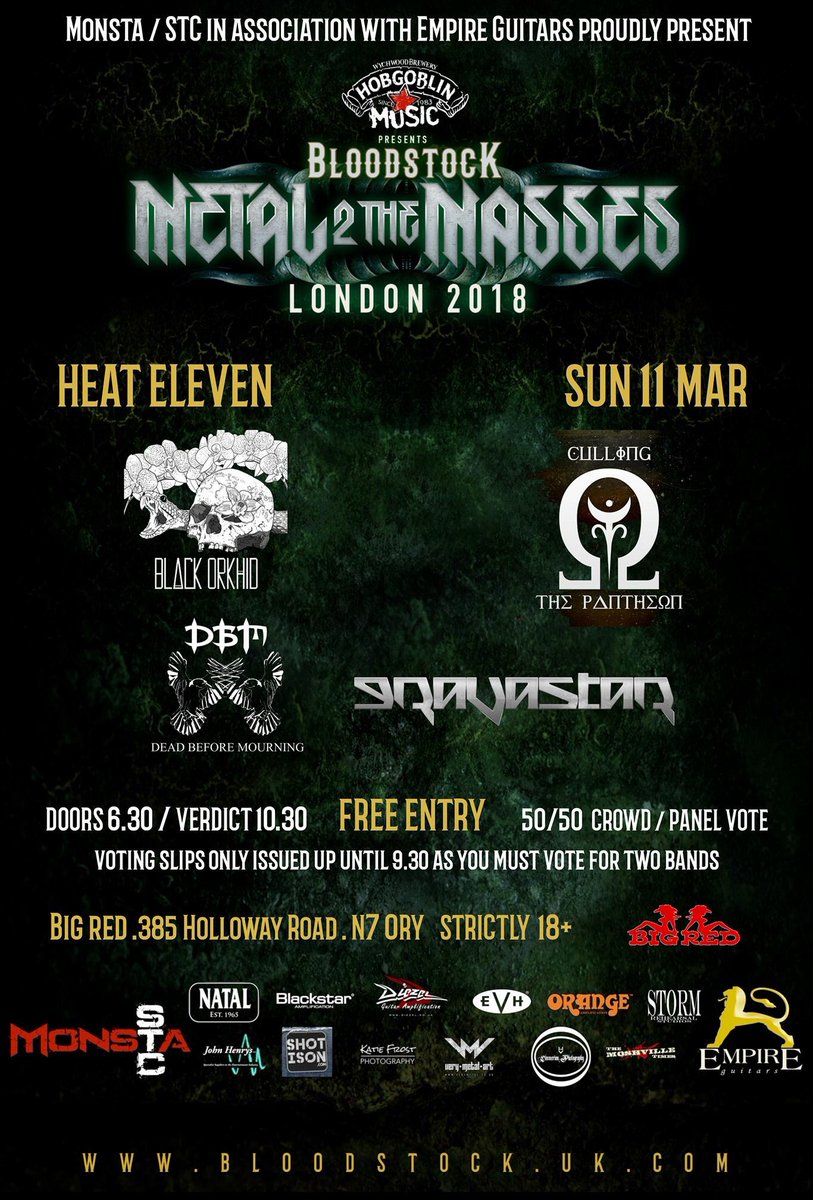 Tonight’s the night. We understand it’s Mother’s day but if you’re free come down and show your support 🤘🏻🤙🏻

#m2tm #Metal2TheMasses #m2tmlondon #bloodstockopenair #band #competition #metal #metalcore #metalband #london 

facebook.com/events/3653827…