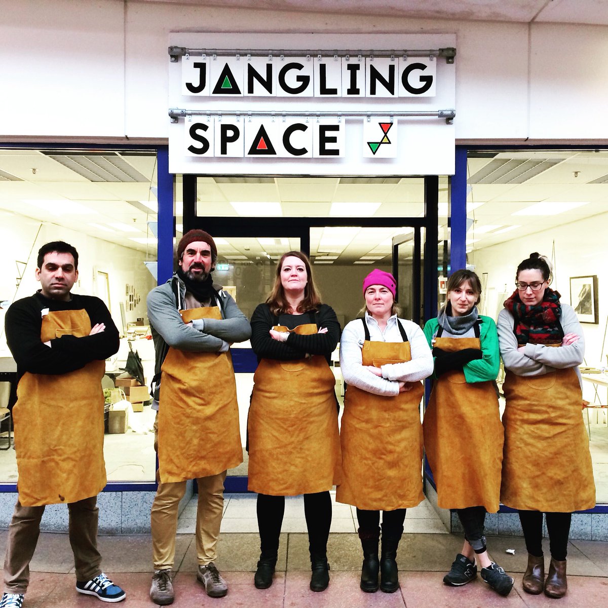 GlasgowHeritage's tweet photo. Yesterday the 8 @janglingspace cofounders took part in a traditional sign painting workshop with @GlasgowHeritage &amp; @zcpearson - not only did they learn new skills, they also made a fancy new sign for their maker space - pop along at 2pm today &amp; find out what they are all about https://t.co/J5CnheGv0x