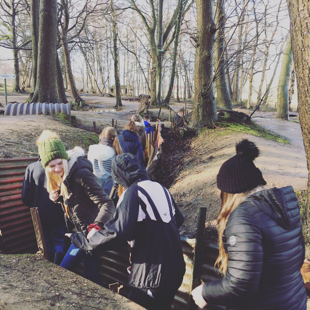 Brixham6thForm's tweet photo. Final day on the Ypres Salient - a visit to Essex Farm where John McCrae wrote In Flanders Fields, then splish splosh through the trenches! Now homeward bound. https://t.co/UDCvojWoYn