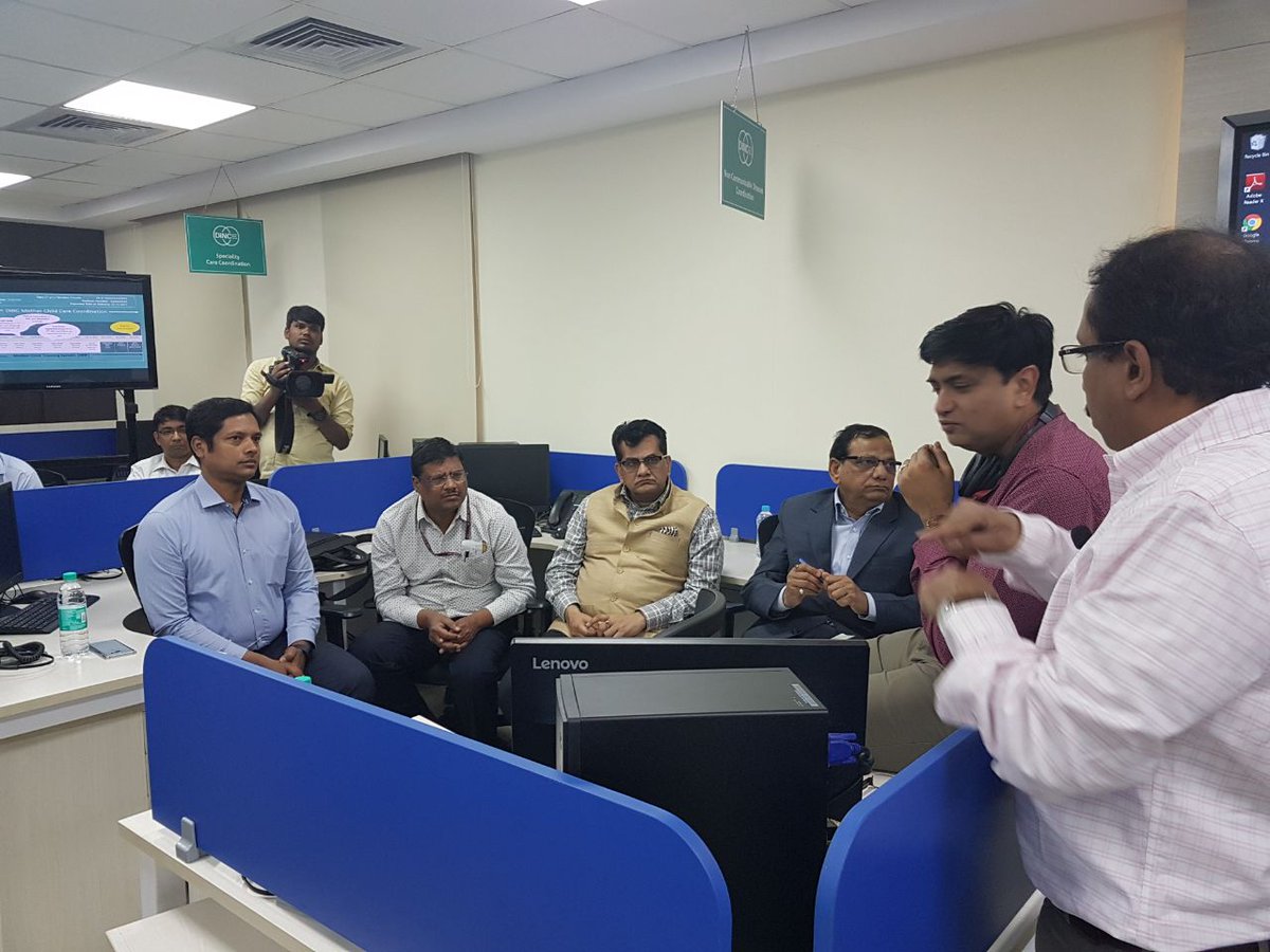 Team NITI Aayog during the visit to DINC-enabled Primary Healthcare Transformation in Kolar, Karnataka on Sunday.