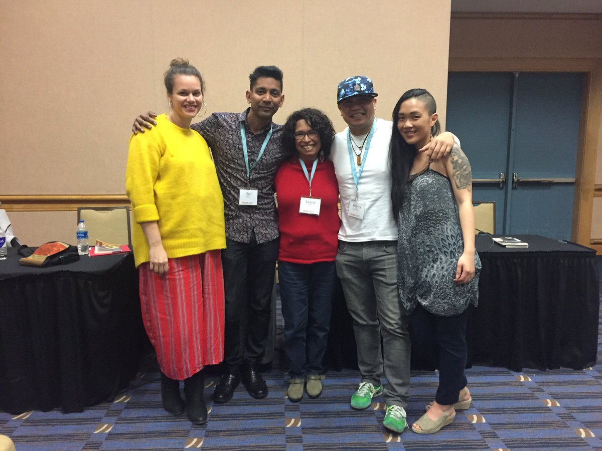 freedewi's tweet image. Peace out #AWP2018! You gave and you took. Lol. So tired &amp;amp; replenished by our beautiful world of writers. Thanks to all who bought a copy of #Salvage. And @kayapress @kundimanforever especially thx for the MOST LIT READING evs - #LiteraokeForever #LiteraokeNation!! #greatesthits