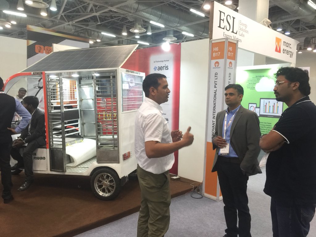 IntInnovant's tweet photo. @IntInnovant CEO Vivek Singh and Technology Lead Mahip Singh explaining the functionality of e-Rickshaw at @ElecramaLive . https://t.co/NLQB32GqJF