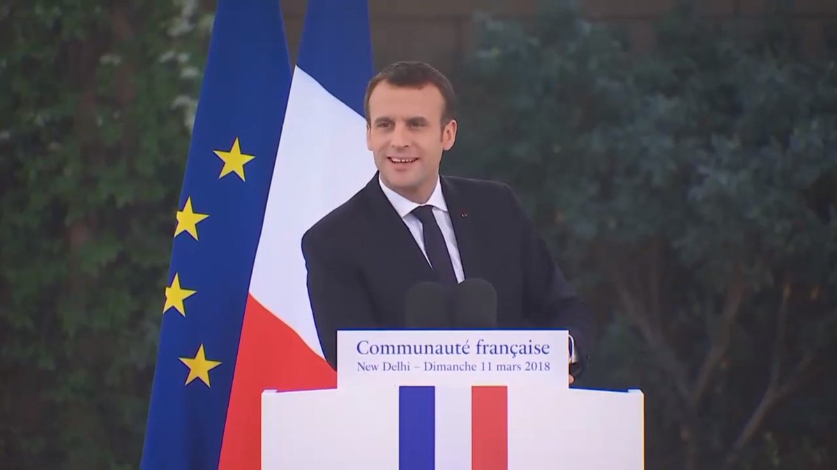 AndreJoffre2's tweet photo. En Inde @EmmanuelMacron mobilise pour l'énergie solaire. L'objectif de l'Alliance Solaire Internationale @isolaralliance est d'installer 1000 GW d'ici 2030 dans la zone intertropicale (pour mémoire la puissance installée en France a été de 1 GW en 2017) https://t.co/bCrupuO7Ps https://t.co/Jvr3nUvAvZ