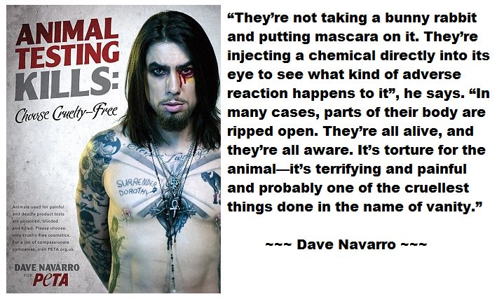 #ThoughtOfTheDay from @DaveNavarro.  

#ThereIsNoExcuseForAnimalAbuse - EVER!

#BanAnimalTesting #AnimalTesting #AnimalRights  #RespectAnimals #CrueltyFree 🐰🐒 🐕 🐾