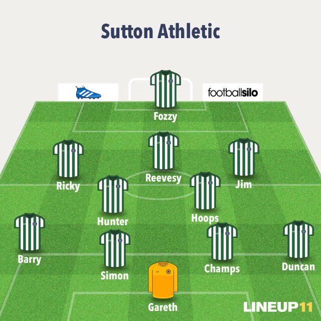 Starting line-up for yesterday's 9-3 win away to Dartford Royals #Sutts #Vetsfootball