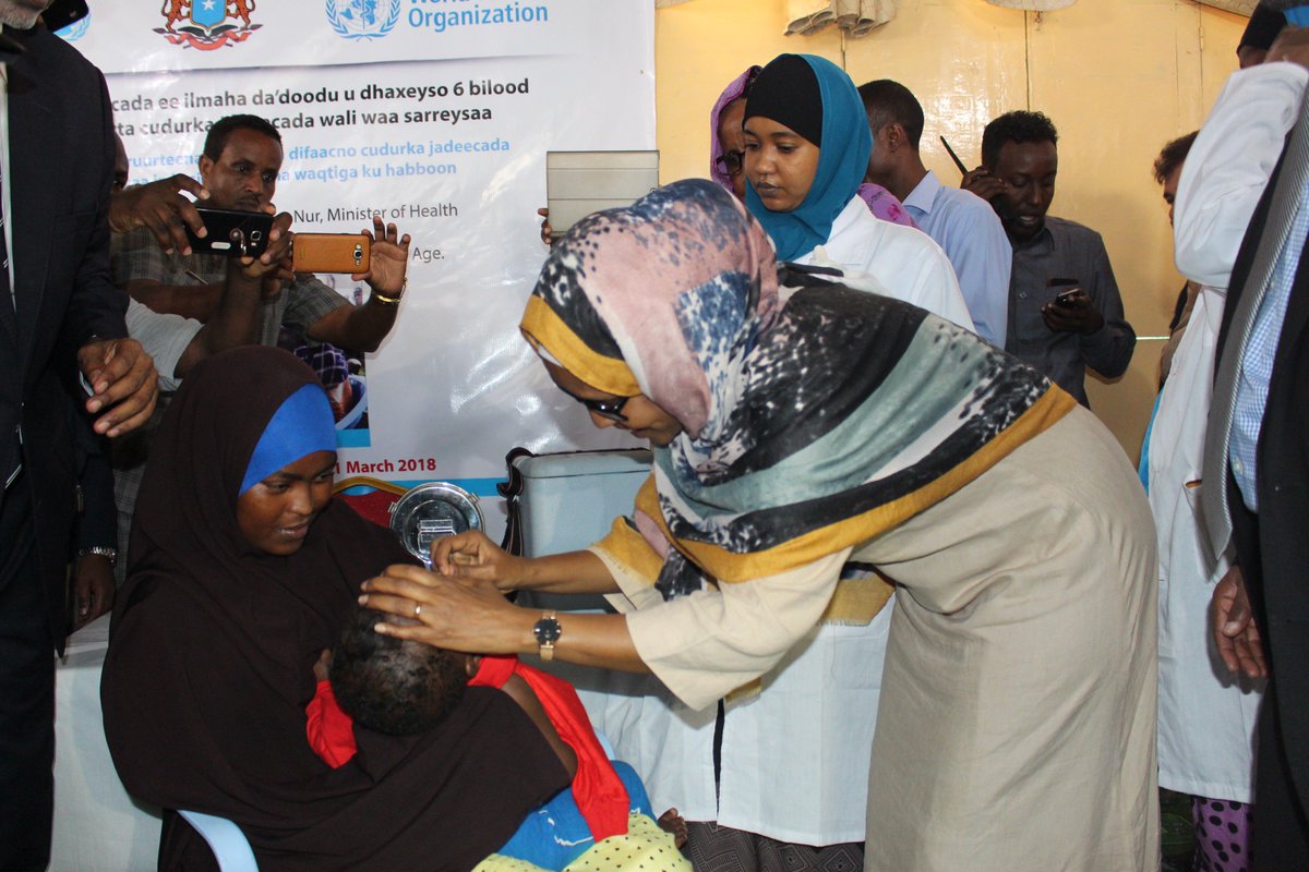 MoH_Somalia's tweet photo. Measles vaccination campaign continues in #Somalia. Today, Ministry of Health Somalia Federal Govt  @AbikarDr @Caafimadka, #UNICEF &amp; @WHOSom launched the campaign For Children( 6-119 Months ) . https://t.co/cEP81JrUuE