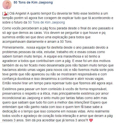 50tonsJaejoong's tweet photo. [💃] Olá Angels! A quanto tempo! Eu deveria ter feito esse textinho a um tempão porém só agora tive coragem de explicar tudo que tá acontecendo e sobre o futuro da @50tonsJaejoong https://t.co/jJk9lZHt1B
