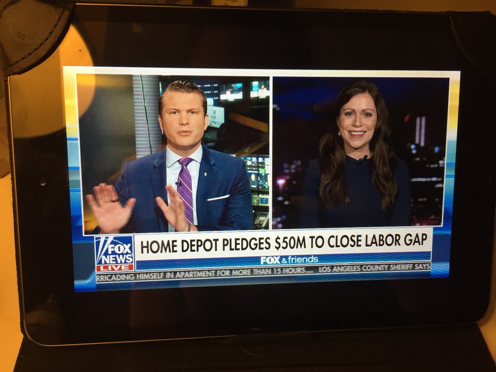 producerxtina's tweet photo. Waking up w/ @StaceyTank &amp; @PeteHegseth on @foxandfriends talking Home Depot Foundation’s skilled trades training program and closing the labor gap. @HomeDepot @TeamDepot https://t.co/snUrUCkUjt