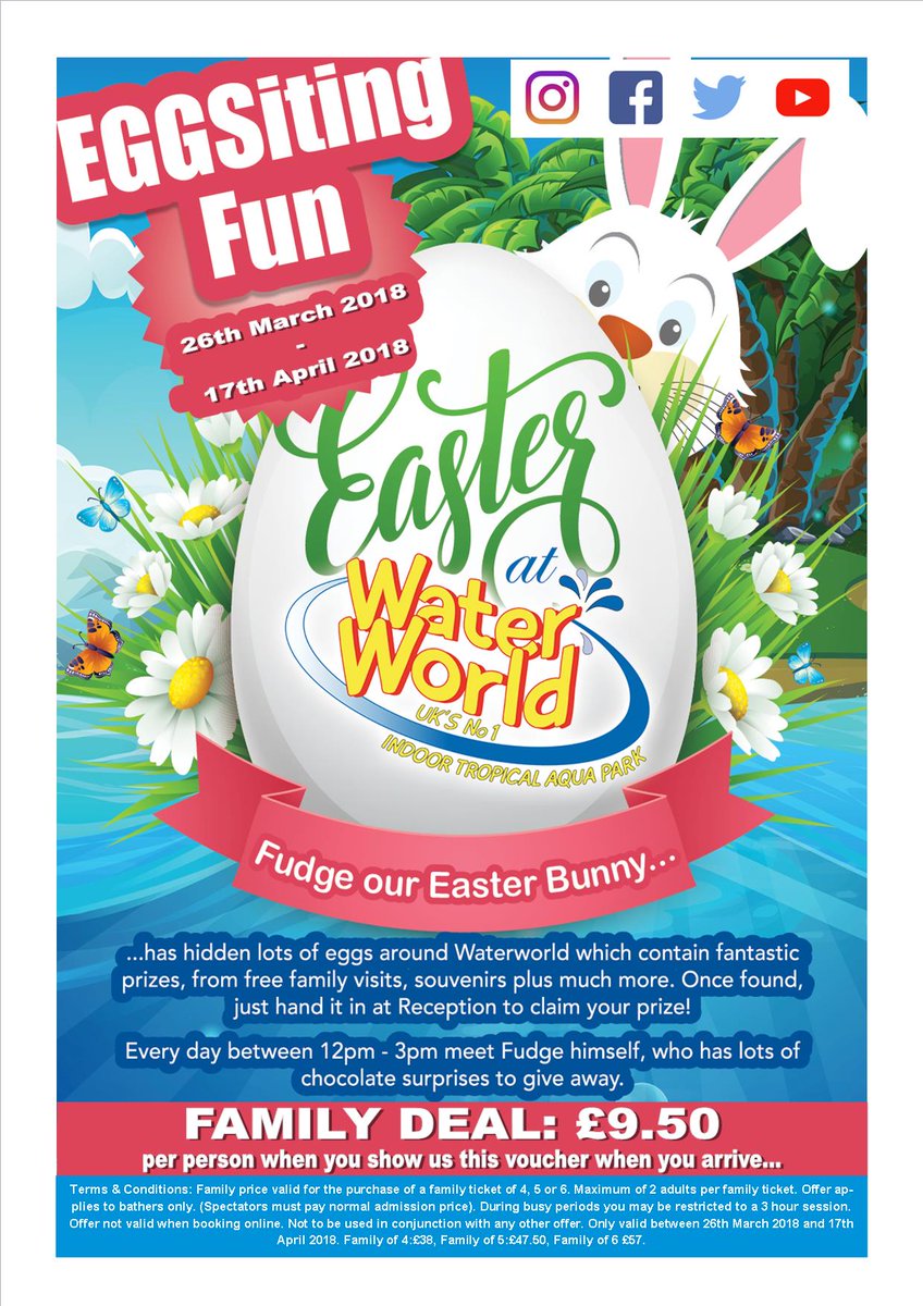 Our Easter half term offers are here! #easteroffer #easterhalfterm #waterworld #easterbunny #egghunt