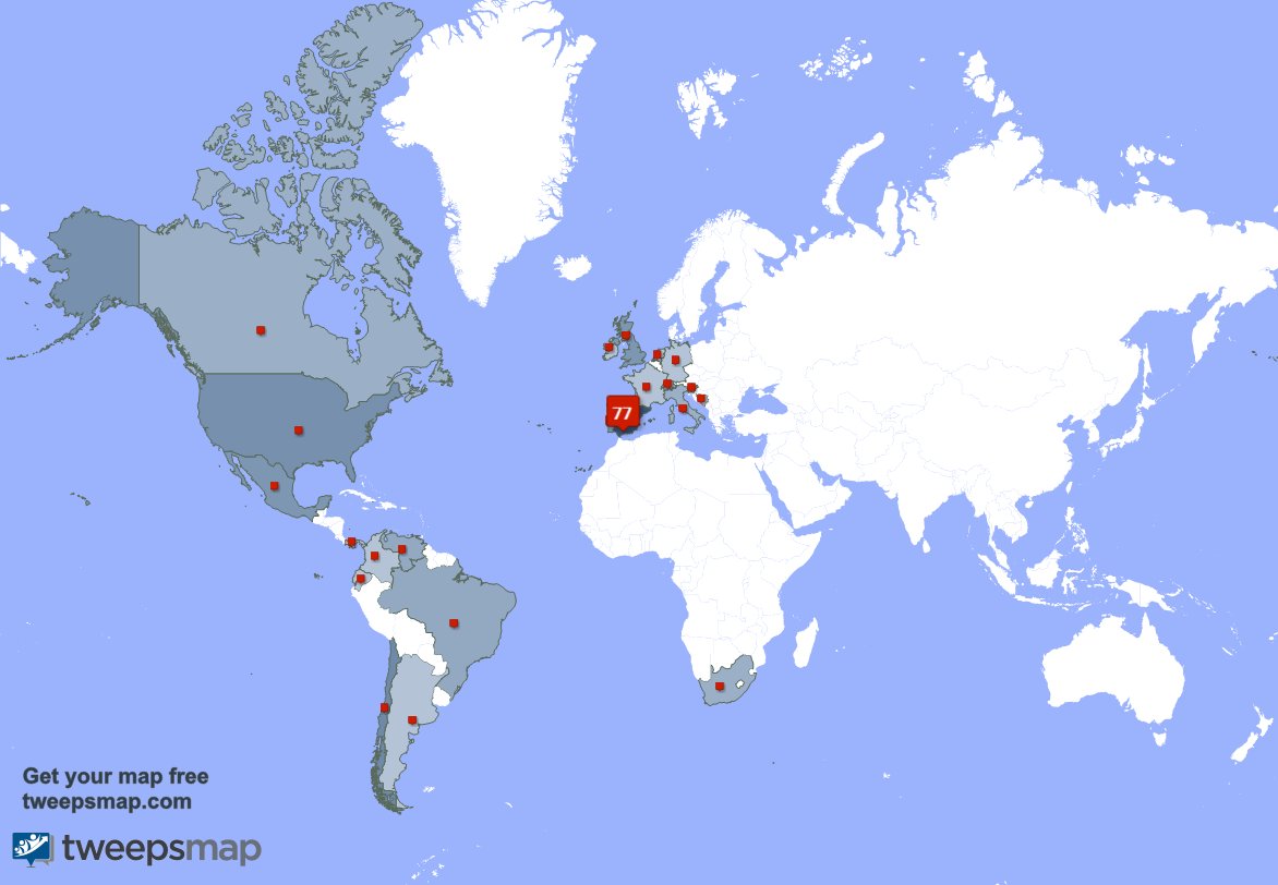 Tengo 2 nuevos seguidores, desde Colombia, y más durante la última semana tweepsmap.com/!AGarnachaMeli…