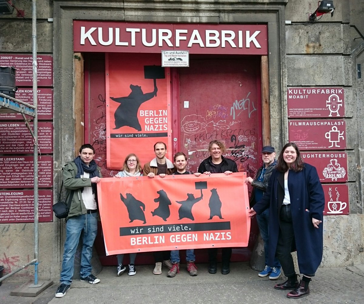 Die Kulturfabrik Moabit und der Filmrauschpalast sind neue Partner_innen im #BerlingegenNazis Netzwerk und positionieren sich dauerhaft gegen Rechtsextremismus, Rassismus und Antisemitismus in #Moabit. Danke. #wirsindviele #noracism #ITgR #IWgR
