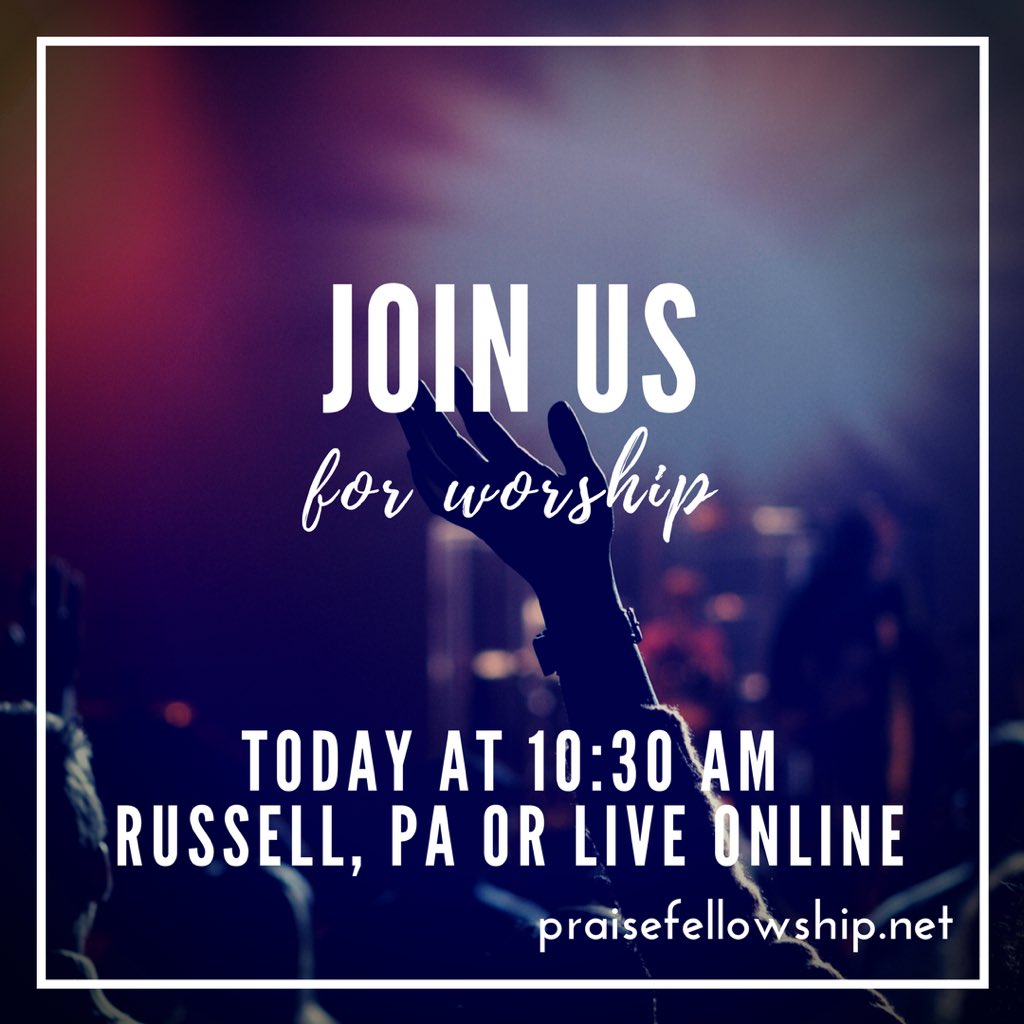 PFChurch's tweet photo. We’d love it if you joined us today!

10:30 AM in Russell or live online at https://t.co/w7BRuWmOGo

Praise Fellowship
7451 Market Street (Route 62)
Russell, PA 16345

#youreinvited #watchonline #welcomehome #worship https://t.co/HaDNzFpC0n