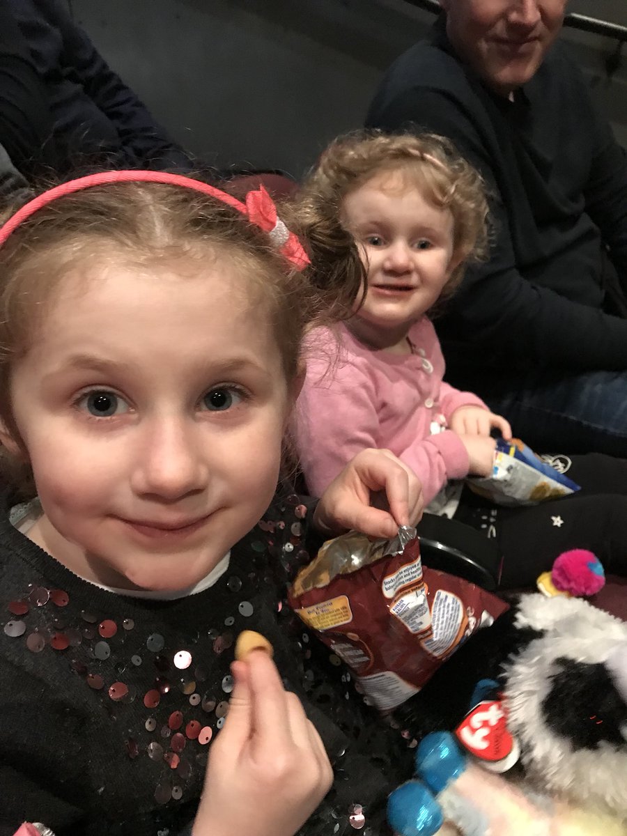 Two very excited girls @TheMACBelfast to see ‘Penguins’ by @CahootsNI #worldclasstheatre