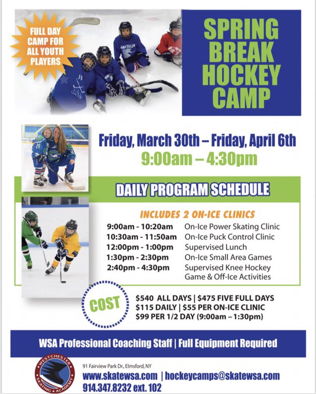 SkateWSA's tweet photo. March into April with us by joining our #SpringBreakCamps ! 🏒⛸
Full Day & Half-Day options available!
#WSA #SkateWSA #SkatingCamp #HockeyCamp #SpringBreak #HolidayCamps #ThingsToDoInWestchester #WestchesterCamps #SportsCamps https://t.co/5n5t1NV6gr