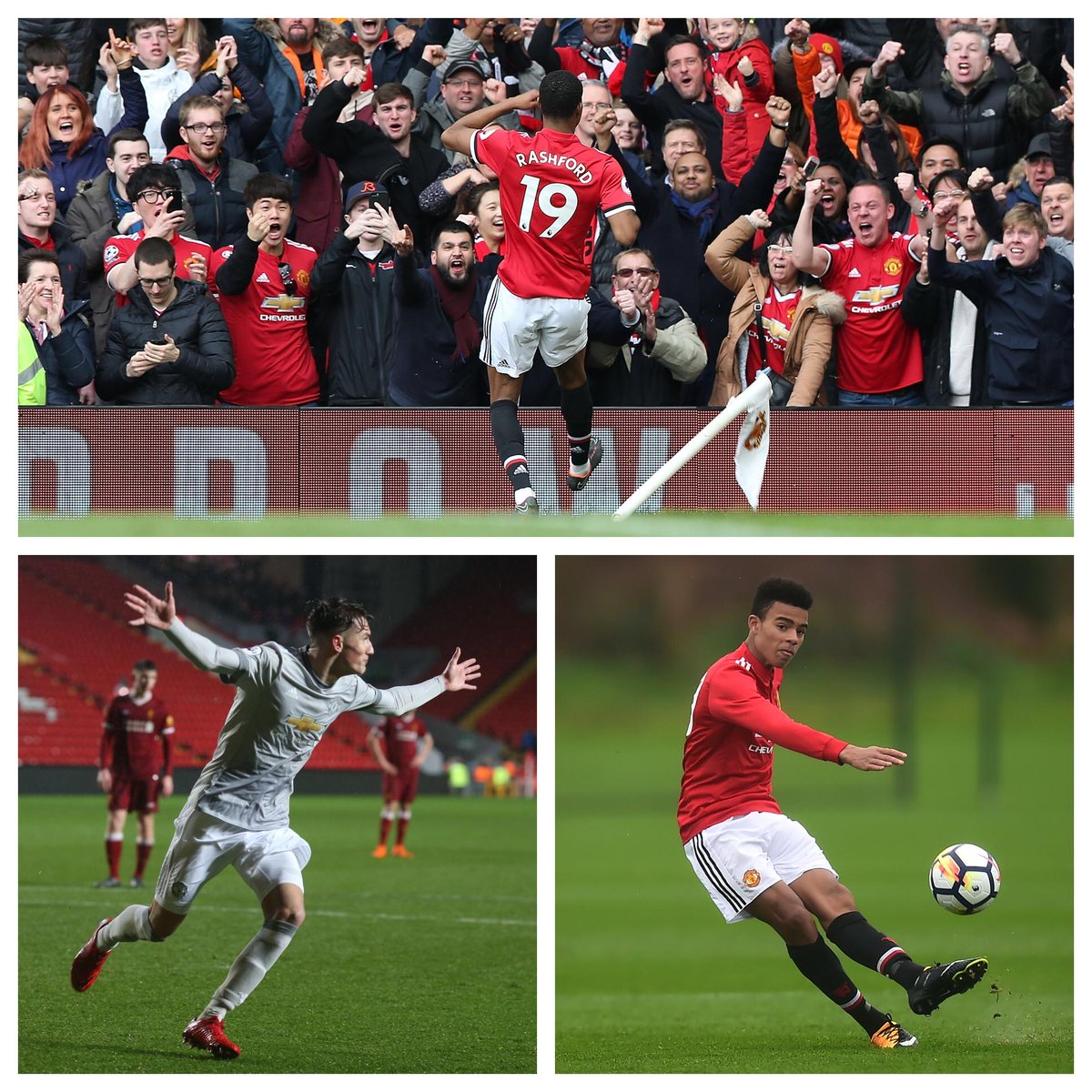 ManUtd's tweet photo. Three games, three wins - the perfect weekend!  😎

First team: #MUFC 2-1 Liverpool
Under-23s: Liverpool 1-2 #MUFC
Under-18s: #MUFC 6-1 West Brom https://t.co/FbTZqAmkKj