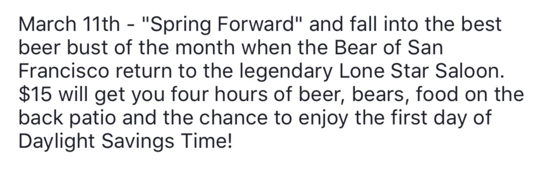 BearsofSF's tweet photo. BOSF Spring Beer Bust today from 4-8 at the legendary Lone Star Saloon. https://t.co/fSs6kQ0nhM