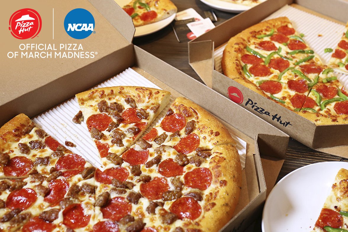 pizzahut's tweet photo. Deliver a win for March Madness®. Order two medium 2-topping pizzas for just $5.99 each. https://t.co/mhCWTJYGHB