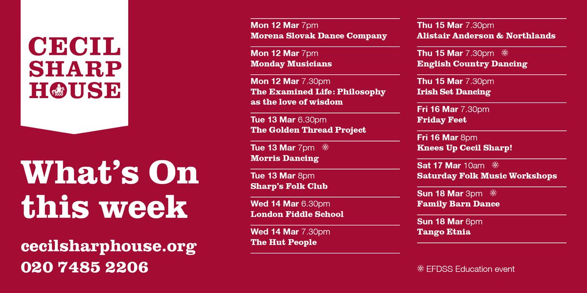 Cecil Sharp House On Twitter The Week Ahead At Cecil Sharp House